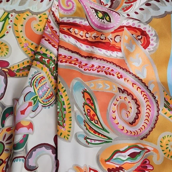 ANTONIO MELANI Satin Clio Scarf Wrap Maxi Skirt: Multi Color Print: Size- 10 - Picture 16 of 16